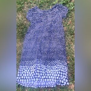 Vintage JTB Black and White Polka Dot Flowy Empire Waist Dress Size LG EUC